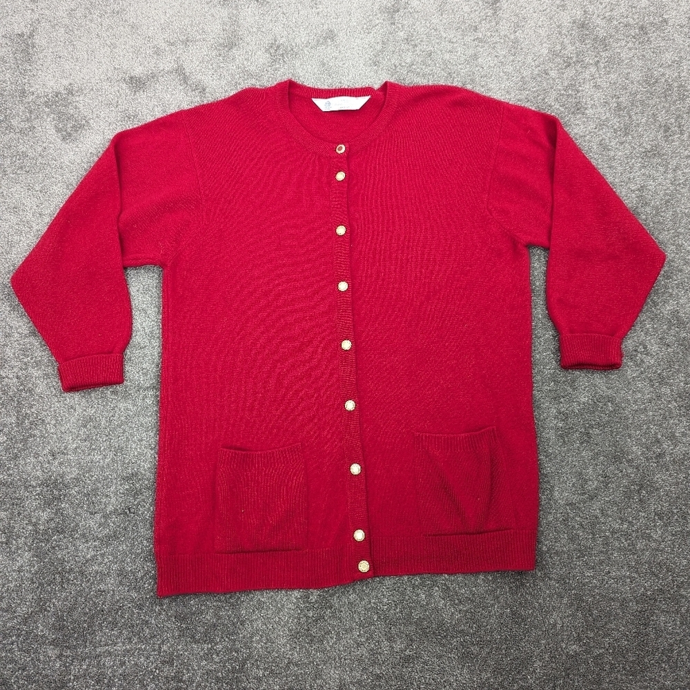 Marks & Spencer St. Michael Pure New Wool Cardigan - Classic Red, US Size 14